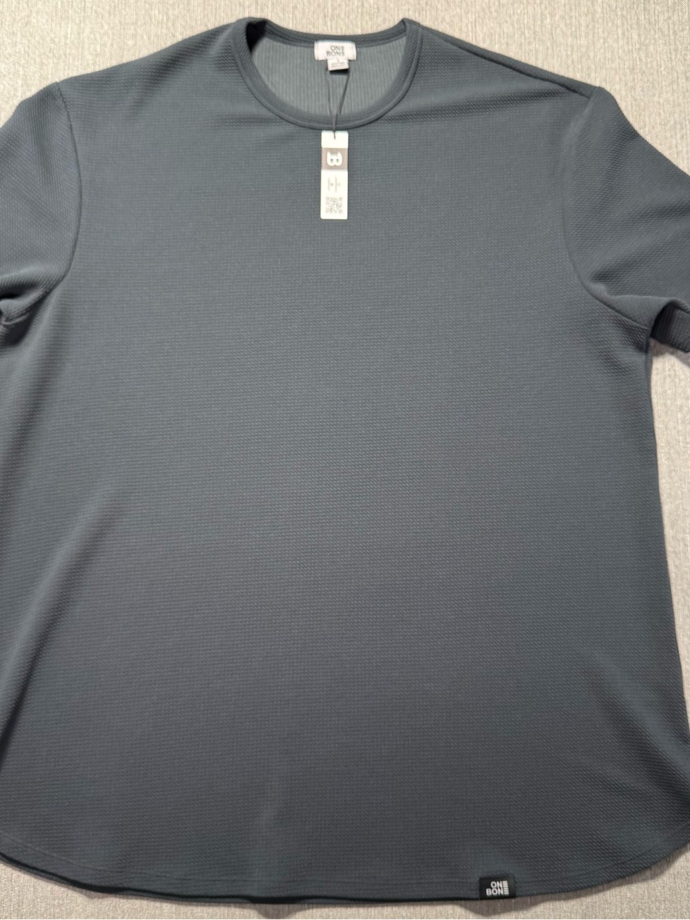 Men's One Bone Knit Crew Neck Short Sleeve Shirt - Charcoal - XXL New With Tags